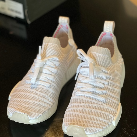 Adidas NMD R1 STLT PK Shoes White Grey Solar Pink - Picture 3 of 4